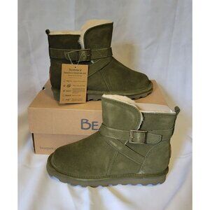NWT NIB Bearpaw Emersyn Dark Olive Green women's size 7 Winter Slip on Booties